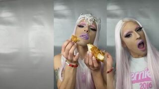 Blonde bombshell gets down and dirty with exclusive crossdressing and eating fetish