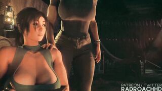 Lara Croft & her hot friends get animated in hot hardcore action