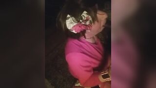 Watch this kinky mature babe gulp down a black pipe with her trisexual hands