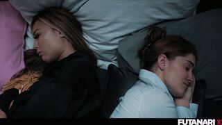 Jia Lissa & Kazumi make their boss's busty wife scream with pleasure