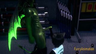 FurryAnimation's Dark-Hued Cat Fellatio is a hot tranny for the likes of a dragon - Dimensional Cat