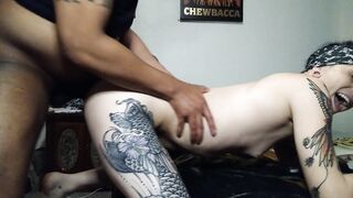 Big black cock makes trap inhale and internal ejaculation on webcam