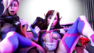 Watch Dva's futa-animation of a hot brunette getting her big tits and lingerie blown by a big dick