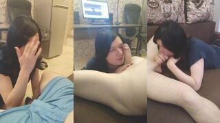Watch Sissy Mega-Bitch in homemade sissy action with a hot brunette