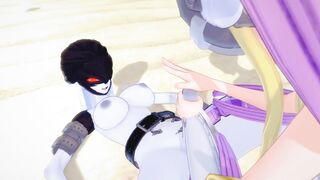 LadyDevimon & Angewomon: A steamy hentai with three massive dicks!