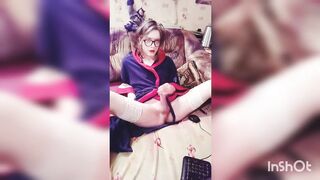 Tattooed teen with a pink pussy gets intense handjob and fucks a sissy crossdresser in a trap