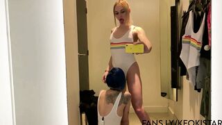 Petite blonde Alice Blitz goes wild with a big cock in the dressing room